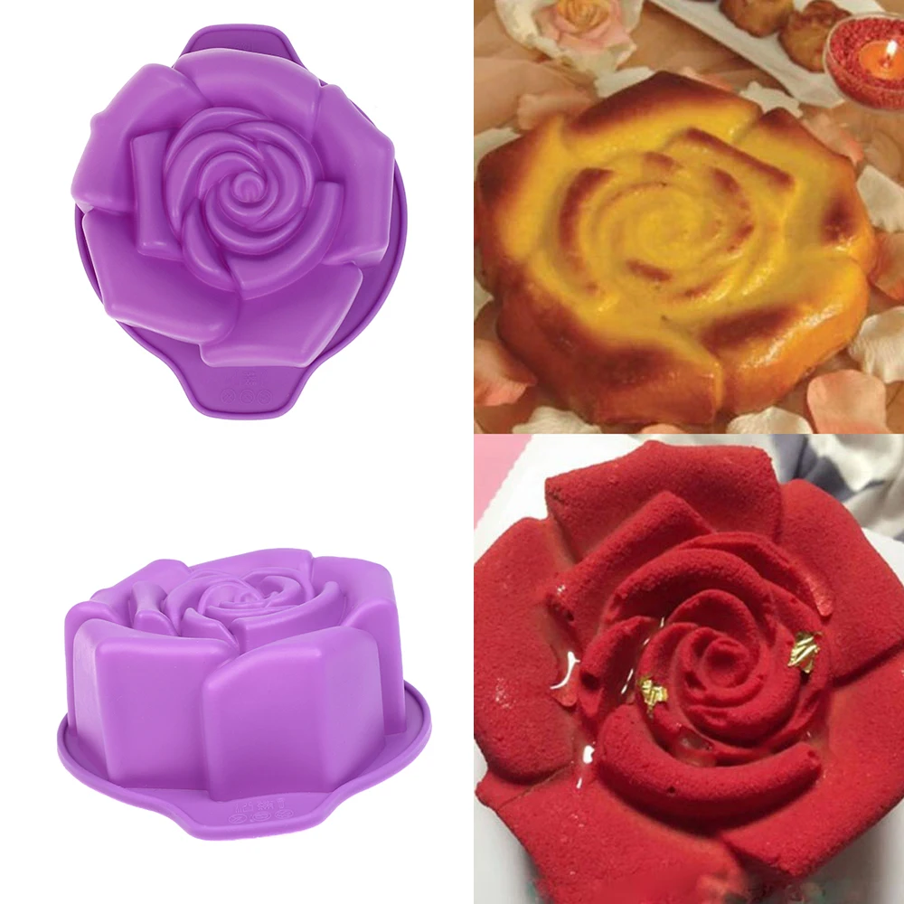 

1PC Random Color Rose Shaped Silicone Mold Cake Decoration Tools Fondant 3D Flowers Wedding Cake Mould Craft Kitchen Pastry Tool