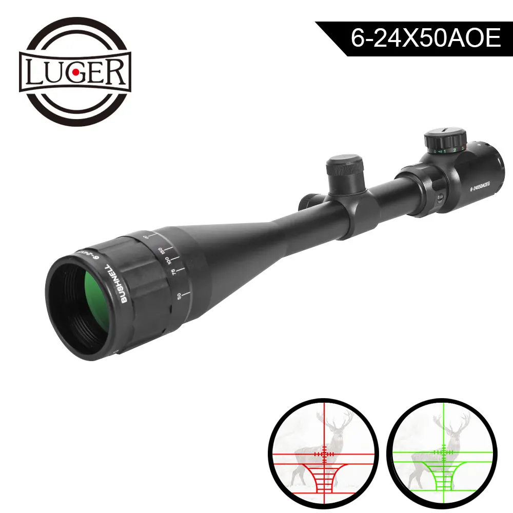 6-24x50AOE scope Оптика прицел охота Scopes Регулируемый Красный Зеленый освещенный точечный элемент Crosshair Sight Reticle Scope