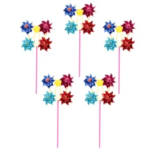 10 шт. Пластик 4-х колесный цветок вертушка, газон мельница, детские игрушки ветрового стекла садовый домашний Декор фестиваль вечерние орнамент