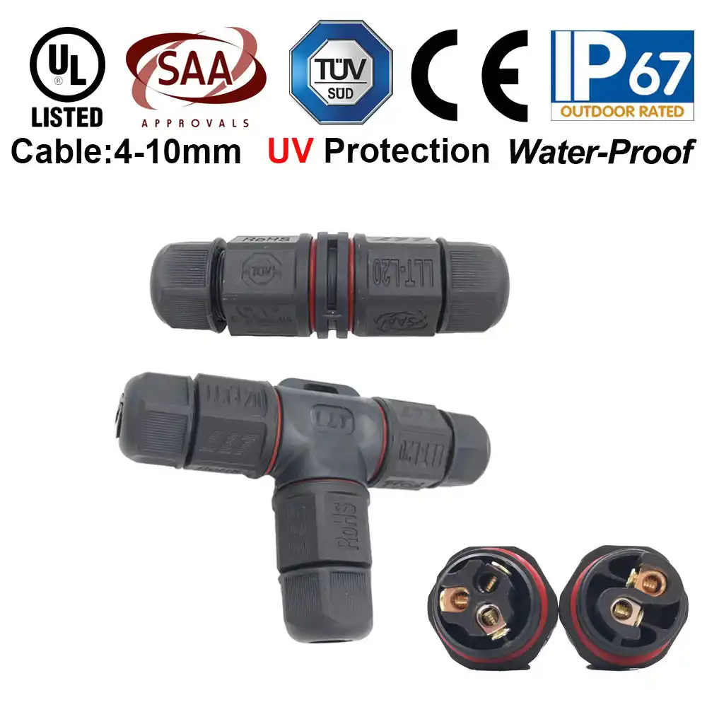 1x Outdoor Lighting Cable Connectors 2 Pin 3 Ip67 15a 300v Terminals Connetors For Electrical Equipment