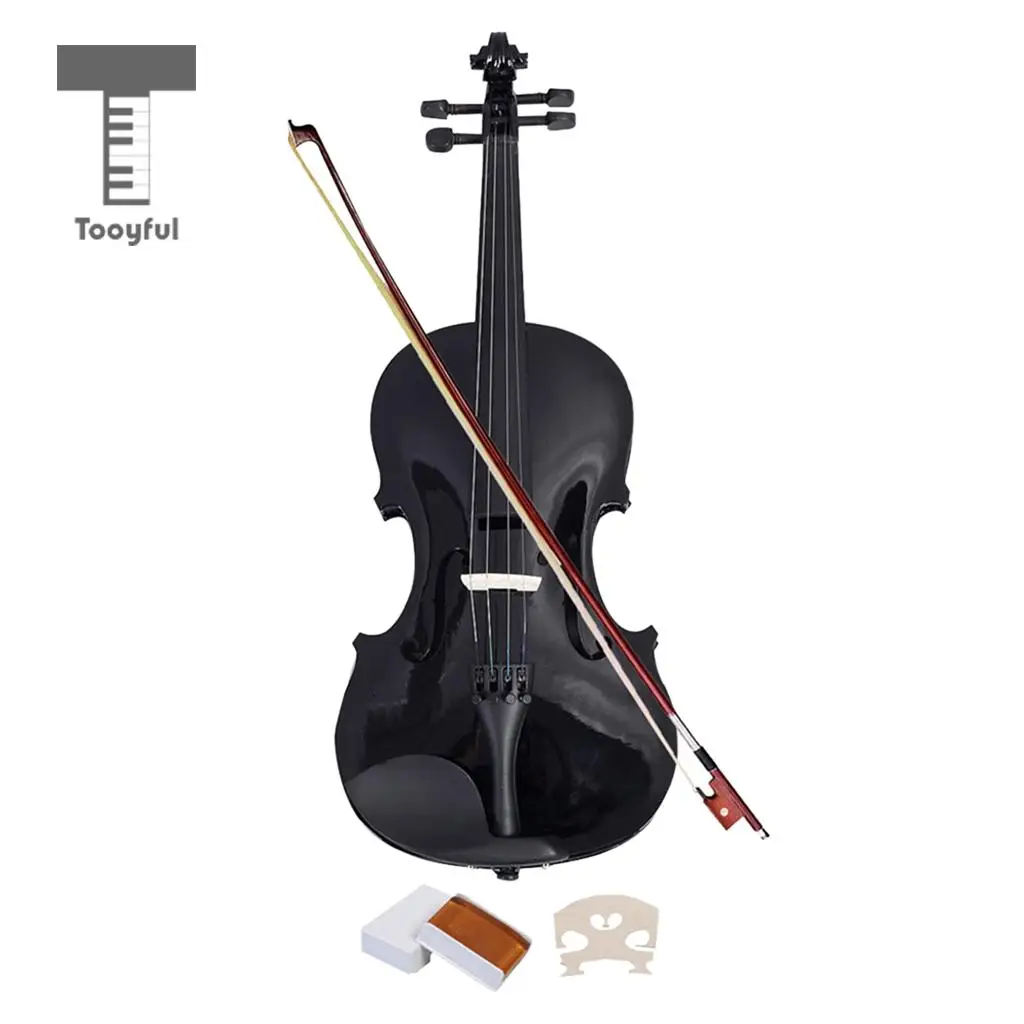 

Tooyful Exquisite Black Spruce 4/4 Full Size Violin with Carrying Case Bow Rosin Professional Musical Instrument