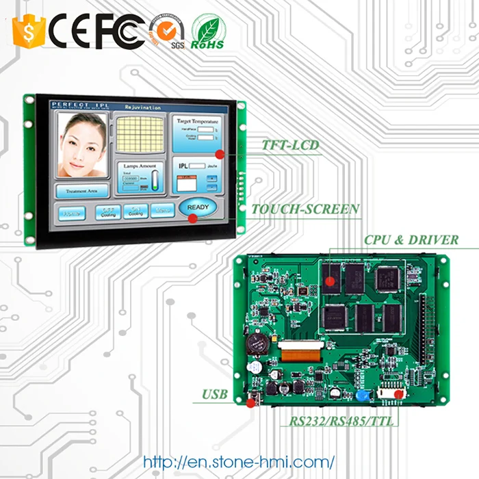 Программируемый сенсорный экран 7,0 дюймов TFT lcd модуль Поддержка любого микроконтроллера 100 шт