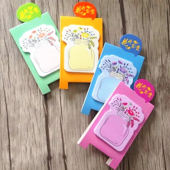 

10packs/lot Fresh Vase design Bracket Standing Memo pad Notepad Sticky note Memopad Writing scratch pad office school supplies