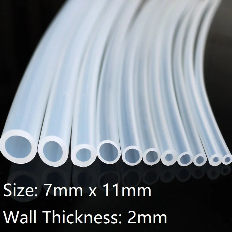 

Transparent ID 7mm x 11mm OD Food Grade Silicone Rubber Hose Soft Flexible Drinking Pipe Tube Non-Toxic Temperature Resistance
