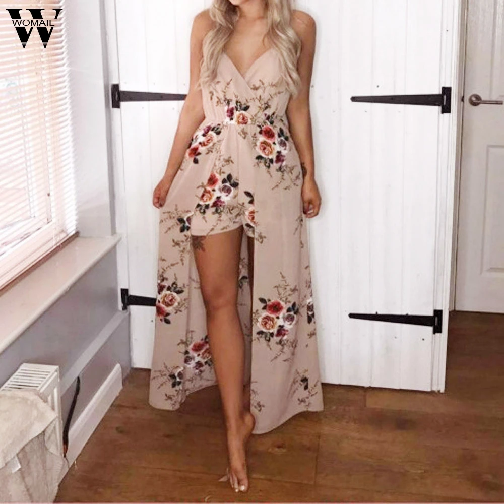 Womail ارتداءها المرأة الصيف الأزياء أكمام زهرة حزب بذلة Playsuit الشاطئ السراويل Playsuit جديد 2019 دروبشيب M4