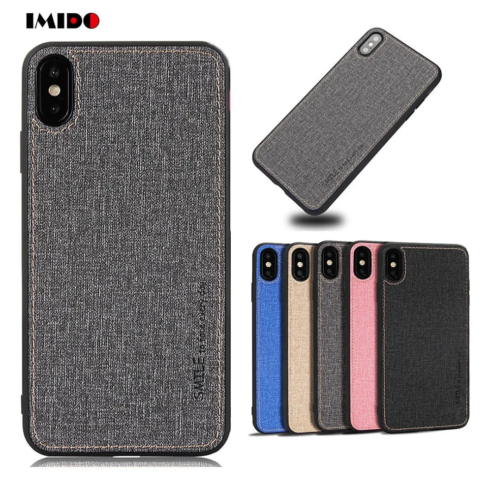 

IMIDO Cloth Patterned Phone Case For iPhone XS MAX Simple Vintage Business Ultra Slim Cover For iPhone X XR 8 7 6 6S Plus Coque
