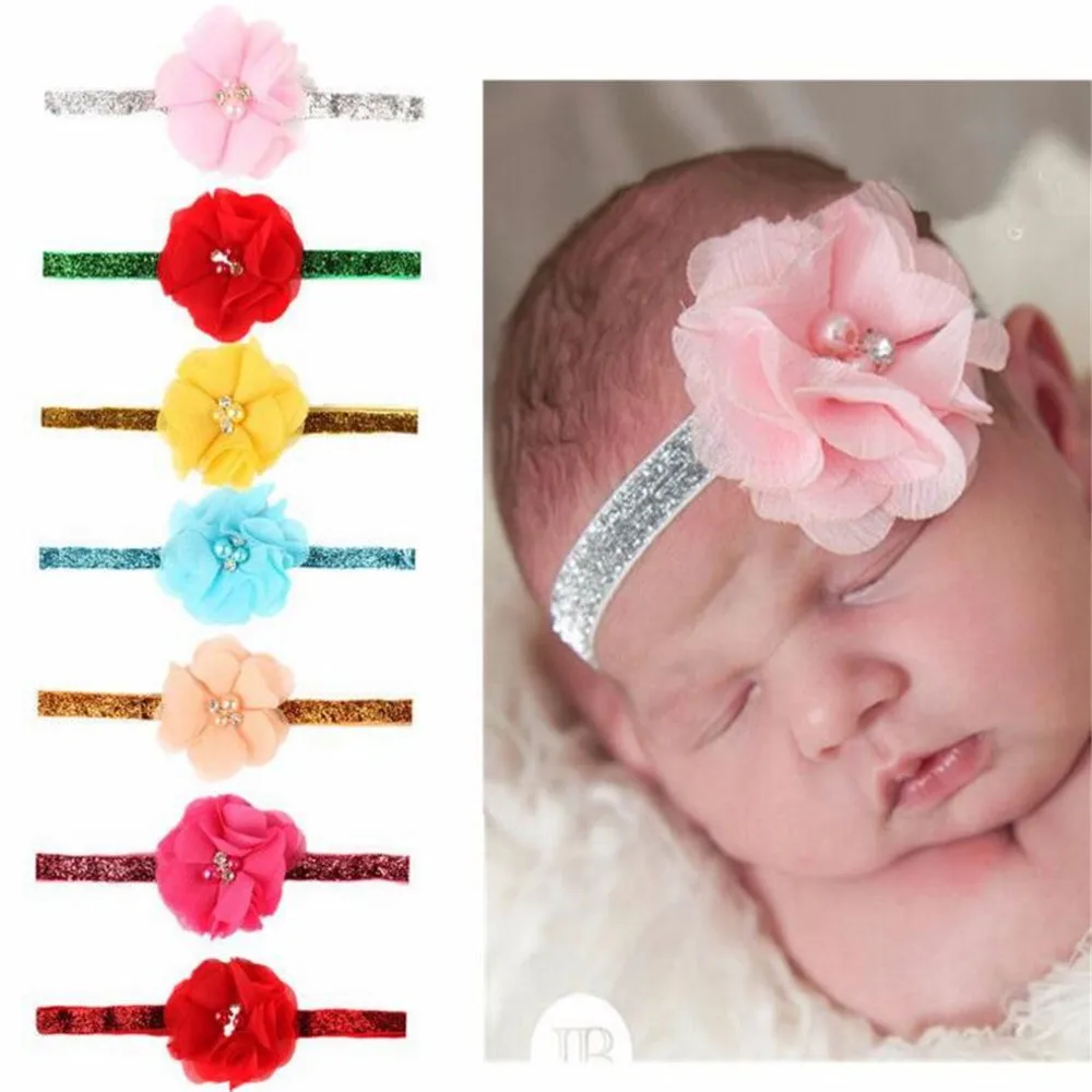 MHS.SUN 10PCS Wholesale baby hairbands with flower child girls