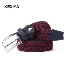 KEXIYA designer men belt mixed two-color stretch braided belt fashion accessories and high quality casual style men’s jeans belt
