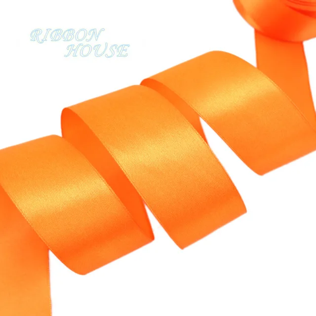 25 ярдов/рулон)(40 мм) односторонняя Свадебная атласная лента подарок Рождество DIY аксессуары для волос и свадебные украшения ленты - Цвет: Оранжевый