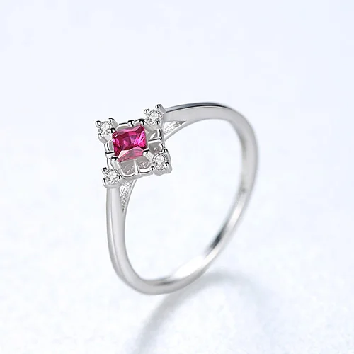 CZCITY, дизайнерские, 925 пробы, серебряные, квадратные кольца для женщин, вечерние, Роскошные, CZ, красный и зеленый драгоценный камень, популярные ювелирные изделия, рождественский подарок - Цвет камня: Red