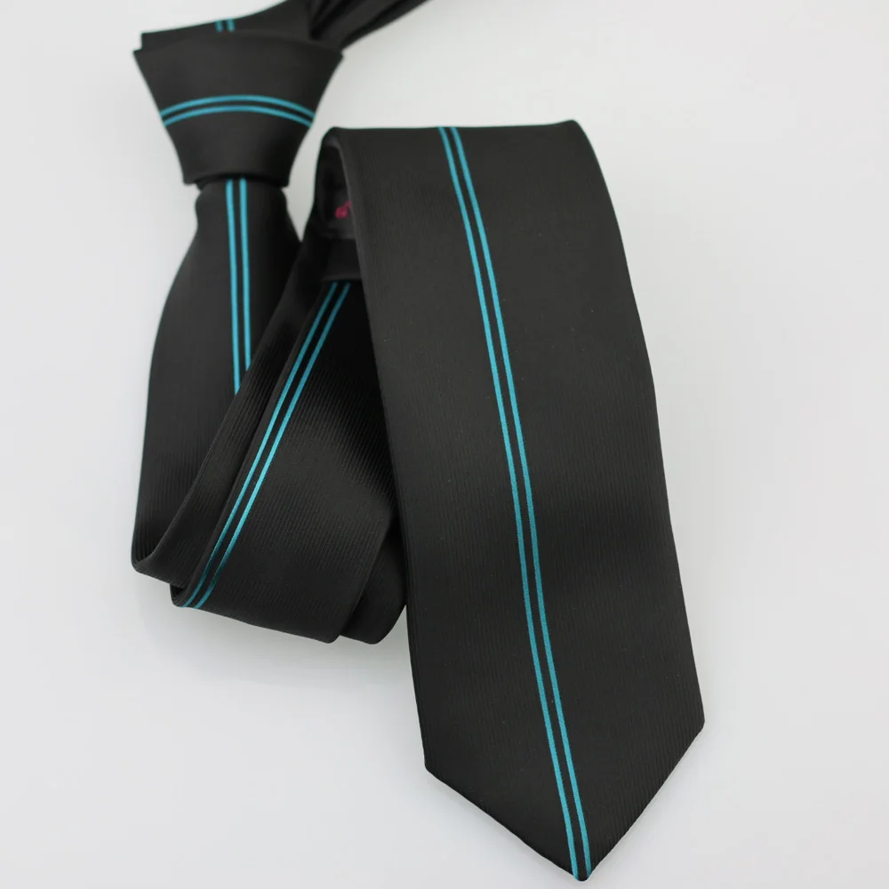 Мужские галстуки для костюма дизайн черный с бирюзовым вертикальным полосатым шейный платок, тонкий галстук 6 см платье рубашки Свадьба Cravat Gravatas