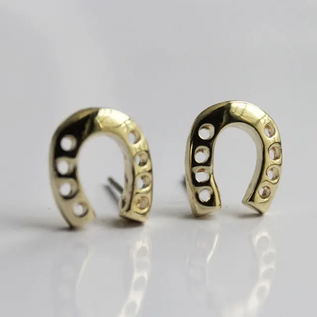 Mini Silver Color Single Arc Horseshoe Stud Earrings Uni Mini Silver Color Single Arc Horseshoe Stud Earrings Uni For Men Women Good Luck Equestrian