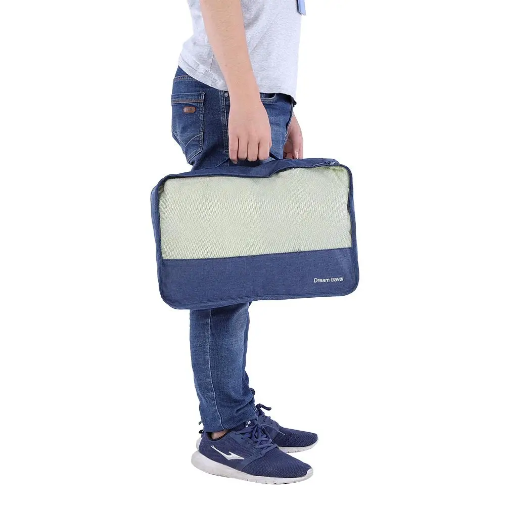 Домашний дорожный 7 шт. дорожные сумки для хранения Кубики набор компрессионный портативный чемодан-органайзер для хранения одежды - Цвет: Navy