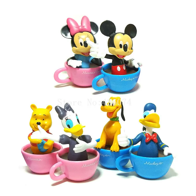 

New Fashion Mickey and Friends Cup PVC Figures Dolls Set For Girls Boys Kids Decoration Toys Children Gifts