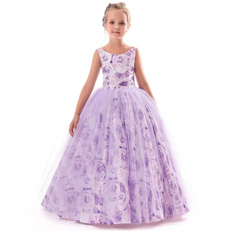 Tennage Girls Long Tulle Dress Wedding Flower Girls Dresses For Girls 6 7 8 9 10 11 12 13 14 Years Party Clothing Evening Grown