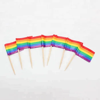 

1000pcs Rainbow Flag Toothpick Lesbian Gay Pride LGBT Flag Banner Cocktail Sticks Picks Free Shipping W9980