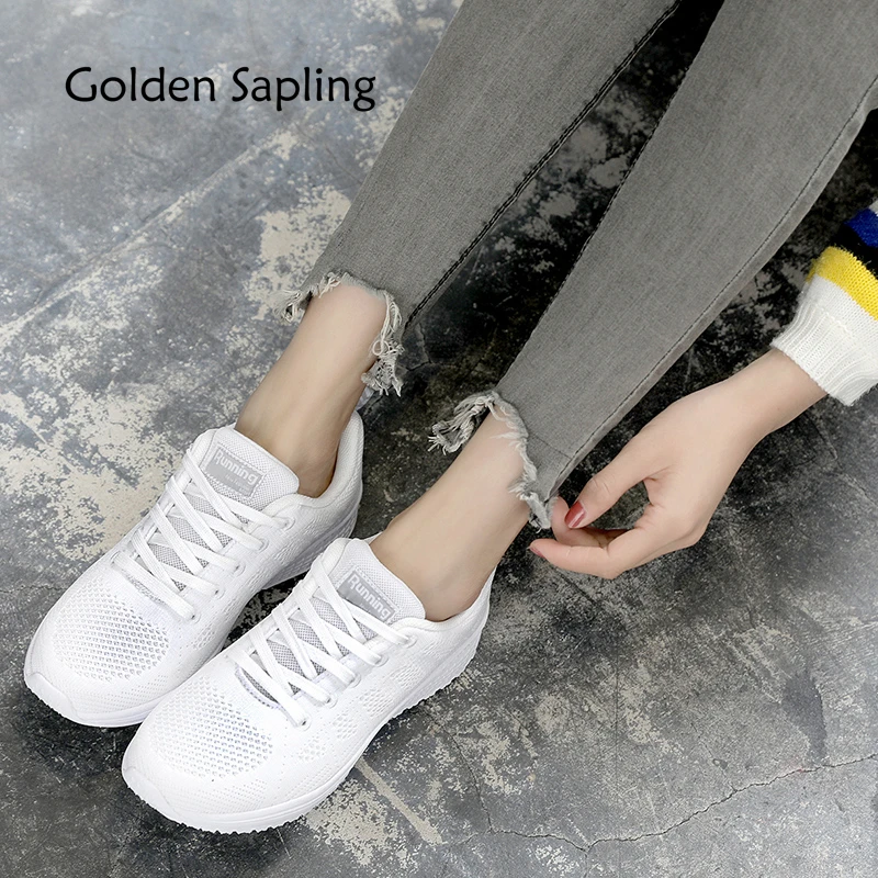 

Golden Sapling Women's Sneakers Breathable Air Mesh Woman Sport Shoes Rubber New Fabric Women's Tennis Shoes Fitness Sneakers