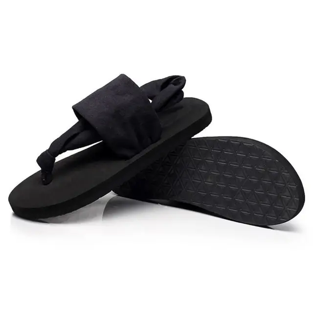 black cloth flip flops