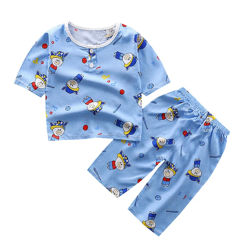 

Soft Summer Baby Boys Girls Clothing Set Children Clothes Set Cotton Seven sleeve + Shorts Indoor Suit