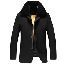 Для мужчин "s зима норки Мех животных Внутри на шерстяное пальто В виде ракушки черная верхняя одежда Romovable норки Мех животных Lined Parka пользовательские Luxe натуральная Мех животных пальто(tj06