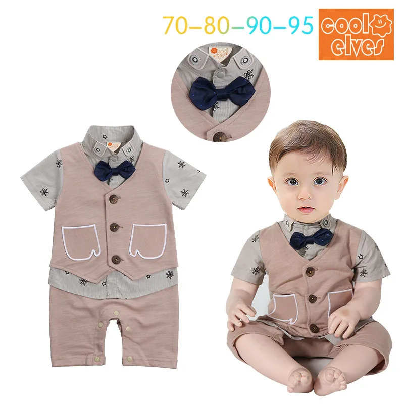 New baby boys printed short sleeve cotton rompers summer fashion