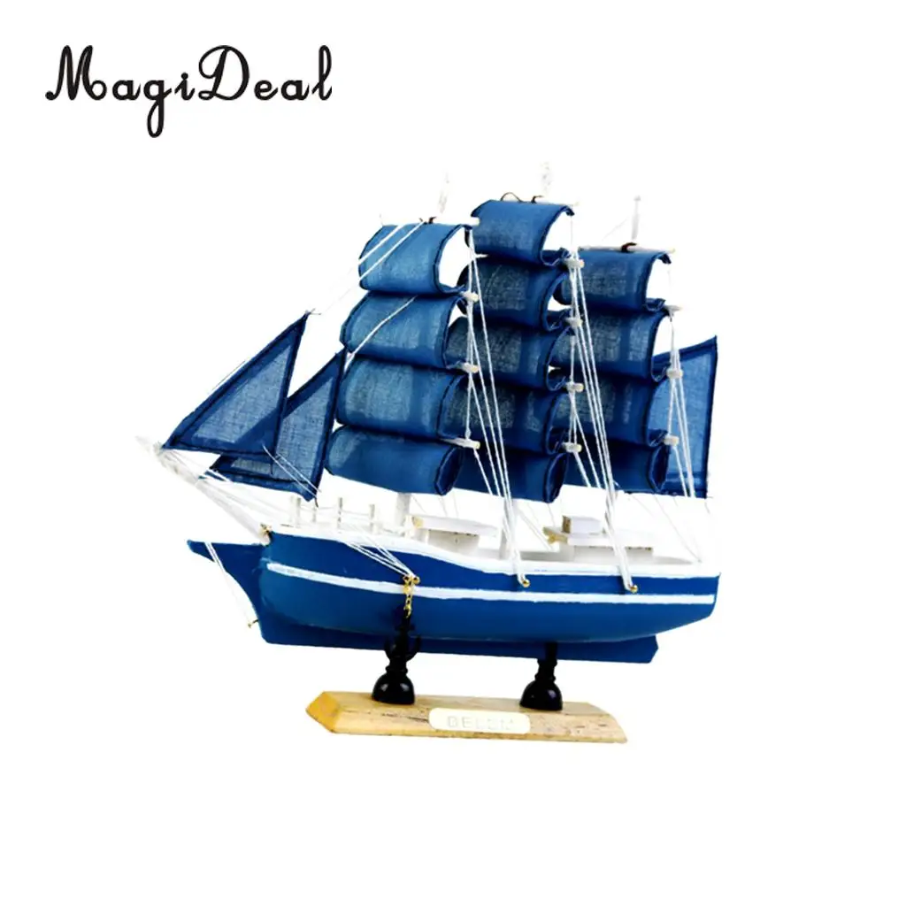 Wooden Small Sailboat Pirate Ship Home Model Boat Nautical Office Desk Bookstore Theme Party Decor Children Kids Birthday Gift