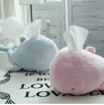 

Cute cartoon whale shaped plush pillow cushion hand rest tissue case plush toy