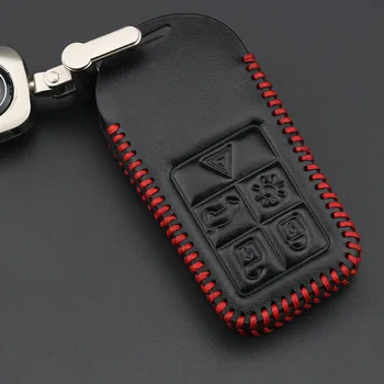 

Genuine Leather KeyChain 5 6 Buttons Keyless Entry Smart Key Case Cover For Volvo S60 S80 V60 XC60 XC70 Smart Remote Key Bag