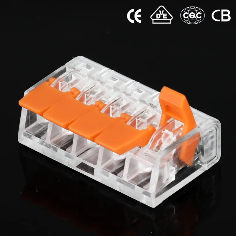 10pcs/lot 5 pin universal compact push wire connector conductor