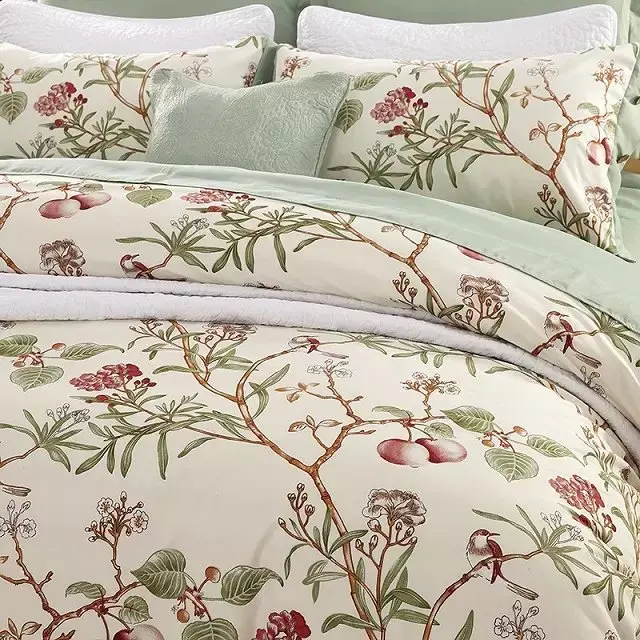 Стильный хлопковый комплект постельного белья, цветочный и травяной геометрический узор, современный цветочный Королевский размер, в полоску, постельное белье, пододеяльник, наволочки