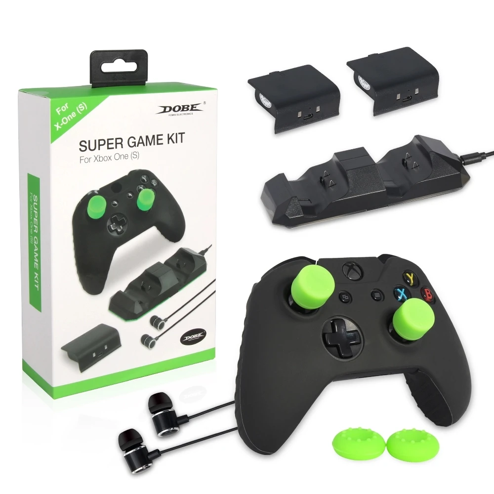 

For XBOX ONE/XBOX ONE S Game Kit Charging & Headphone Kit Battery&Headset&Silicon Case&Rocker cap
