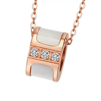 

Fashion Brand Woman Jewelry Rose Gold Silver Color Natural Shell Zircon CZ Inlay Necklace 316 L Stainless Steel Jewelry