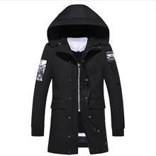 Зимняя мужская длинная куртка с капюшоном, с карманами, длинное пальто с принтом, утепленное теплое подростковое повседневное пальто свободного кроя, большие размеры 3XL