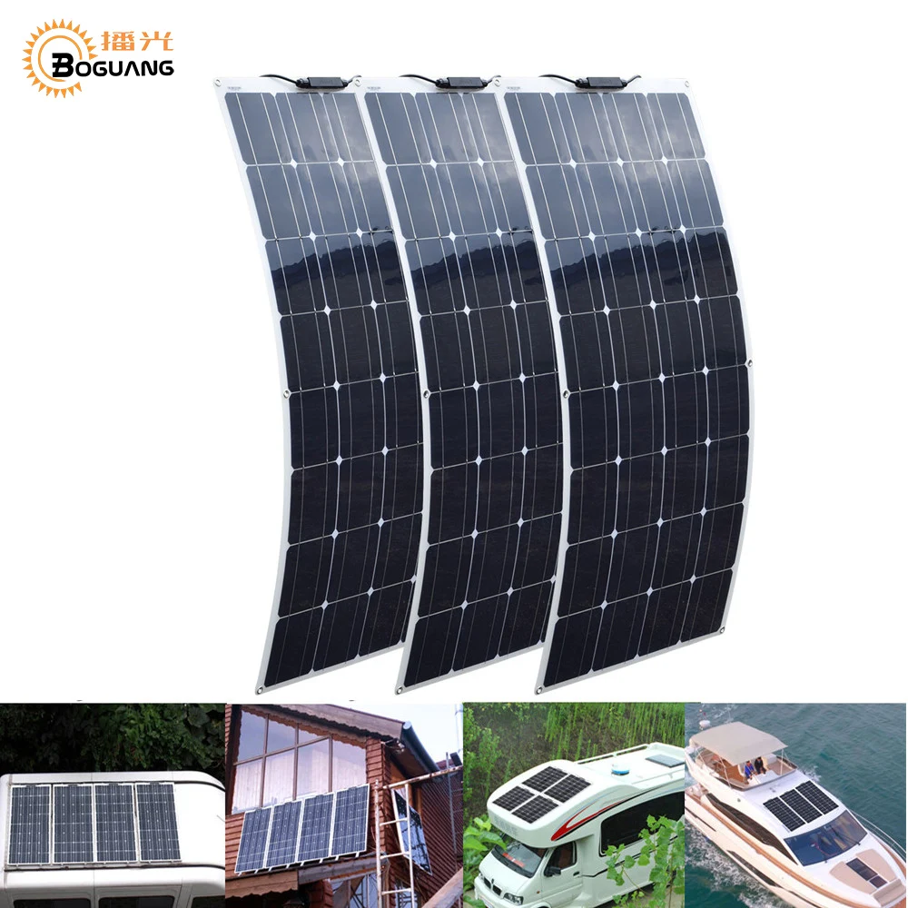 

Boguang 300W Flexible Solar Panel Cell Module Solpanel 3 pcs 100w watt RV Car Marine/Boat/Home Use 12V 24V 36V Zonnepaneel