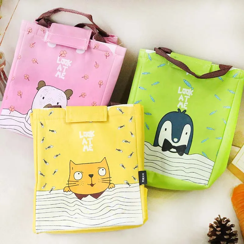 

Cute Animal Printing Drawstring Portable Lunch Bag Thermal Insulated Box Tote Cooler Bag Bento Pouch Lunch Storage Case