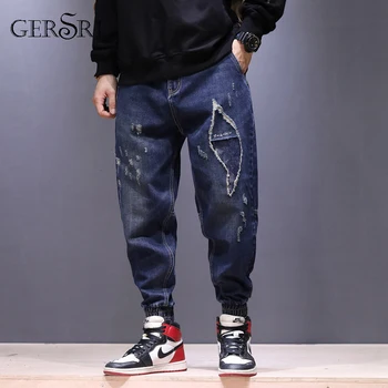 

Gersri men fashion jeans hole plus size loose japan spring winter new high quality pants young trouser sport pants