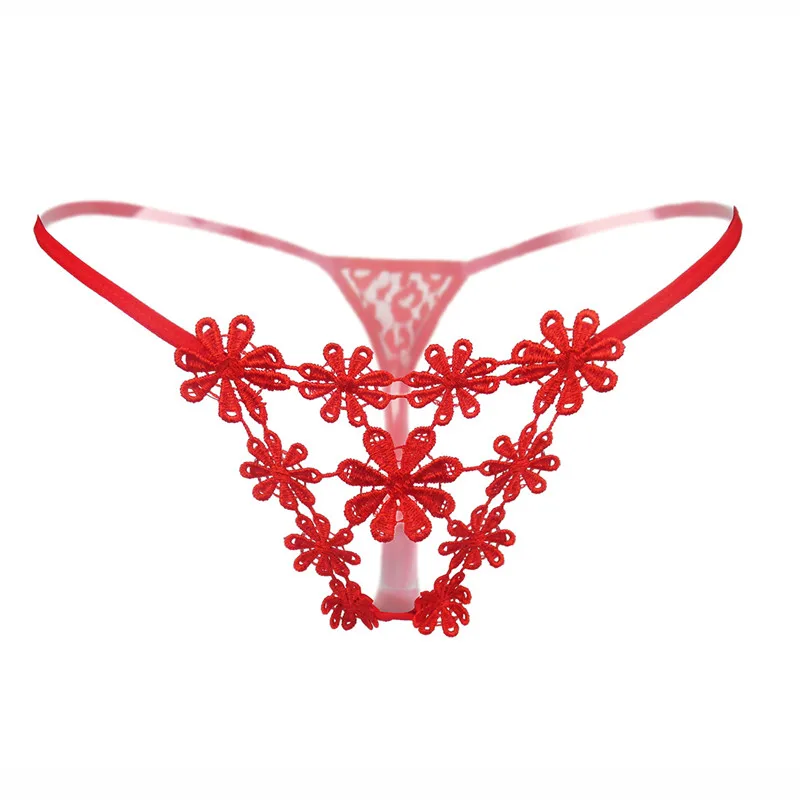 

Sexy Underwear cute embroidered flowers G String Transparent hollow Tangas Women Sexy Panties Panties Woman Sexy Lingerie white