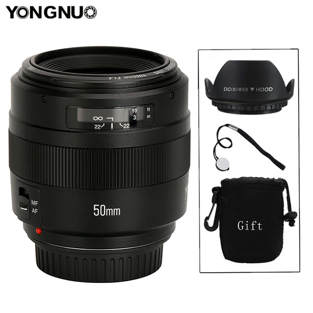 YONGNUO YN50mm объектив YN50mm F1.4 стандартный основной объектив с большой апертурой Автофокус Объектив для Canon EOS 70D 5D2 5D3 600D DSLR камера