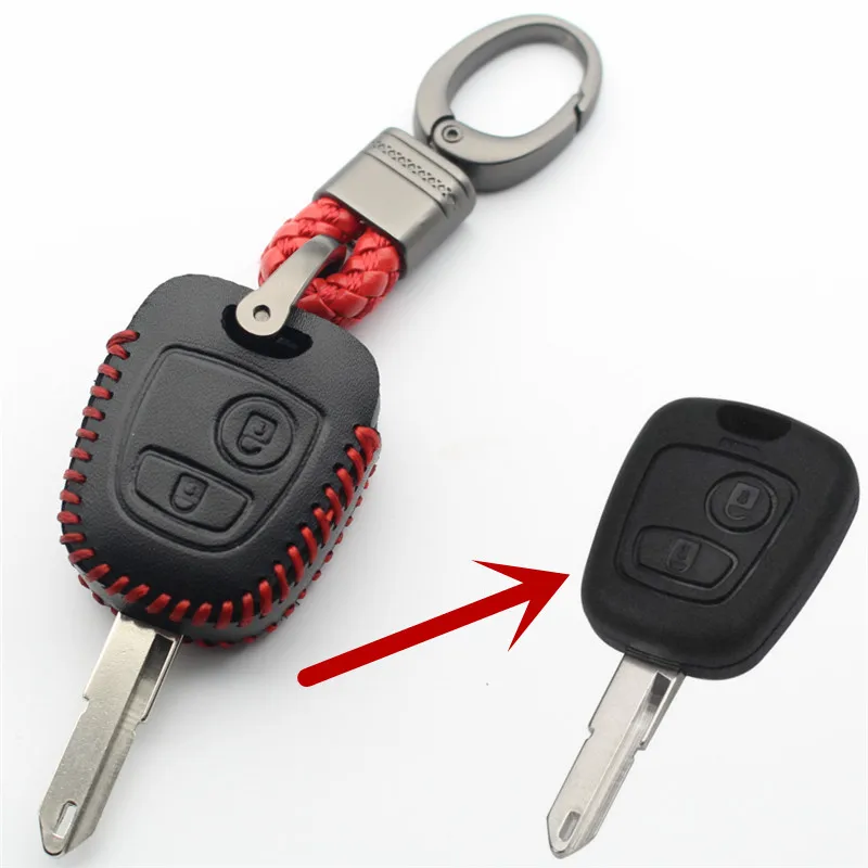 FLYBETTER чехол из натуральной кожи с 2 кнопками для Peugeot 206/306/307/408/406 Citroen C2/C3/C4/C5/C8/Picass