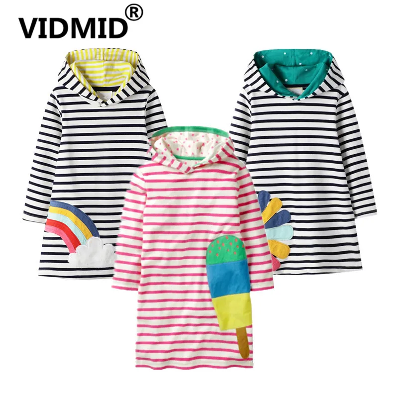 

VIDMID girls hooded clothed kids floral dresses kids cotton long sleeve party dresses clothing 2-7 years children's dresses