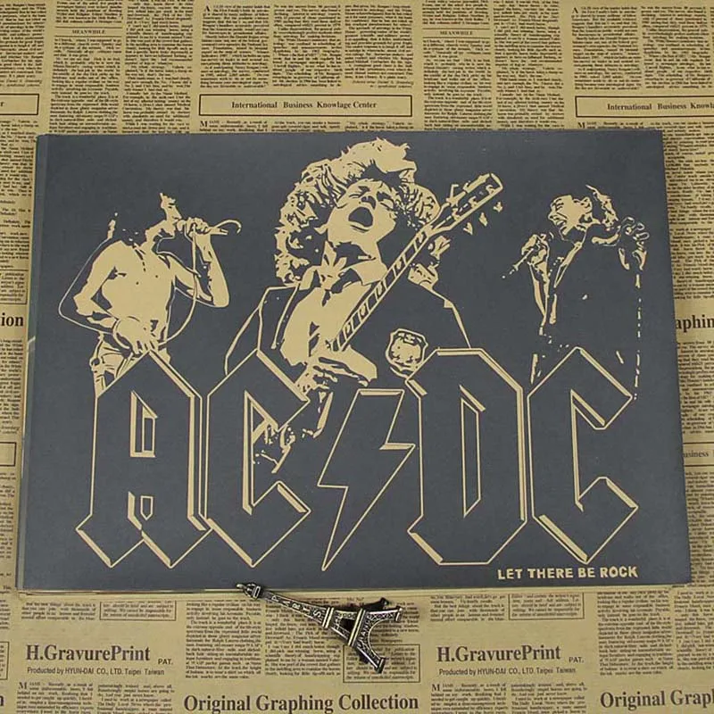 Уютный момент плакат ACDC винтажный Старый рок-н-ролл крафт-бумага евро и американская музыкальная команда звезда настенный декоративный плакат QT203