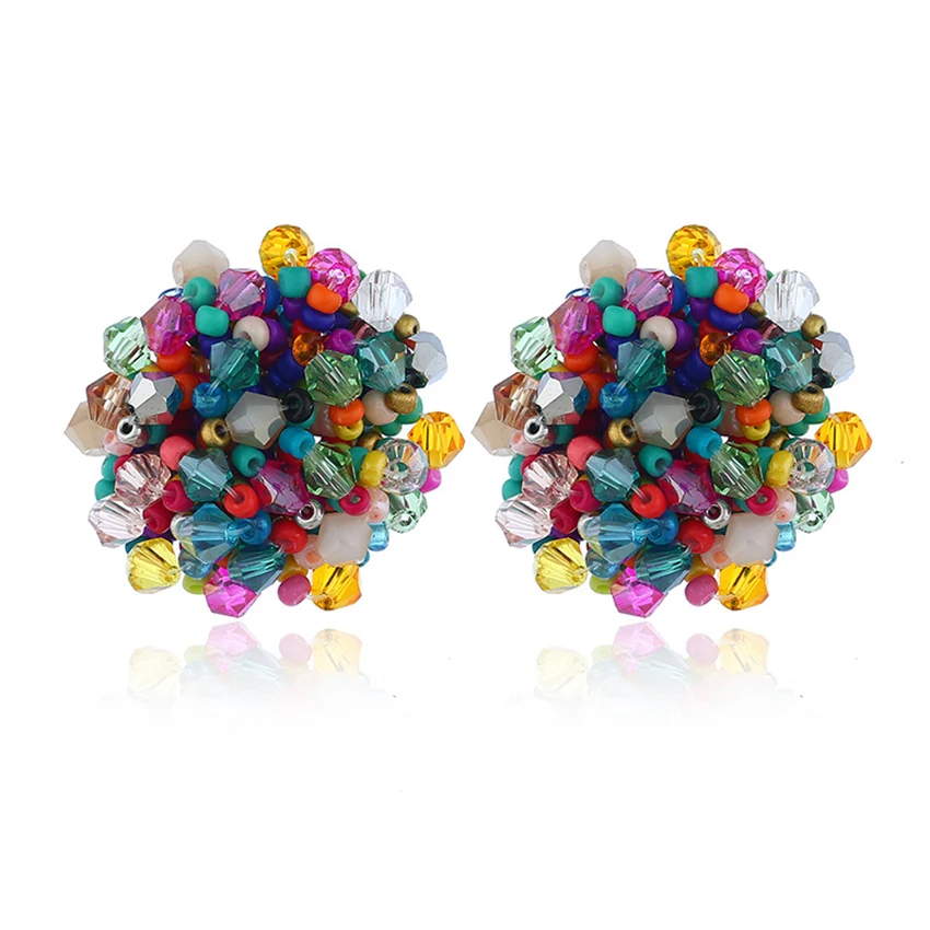 

Multicolor Glass Beads Exaggerated Rice Beads Earrings Women Earrings Fashion Earing for Women Bohemian Ethnic Style Jewelry