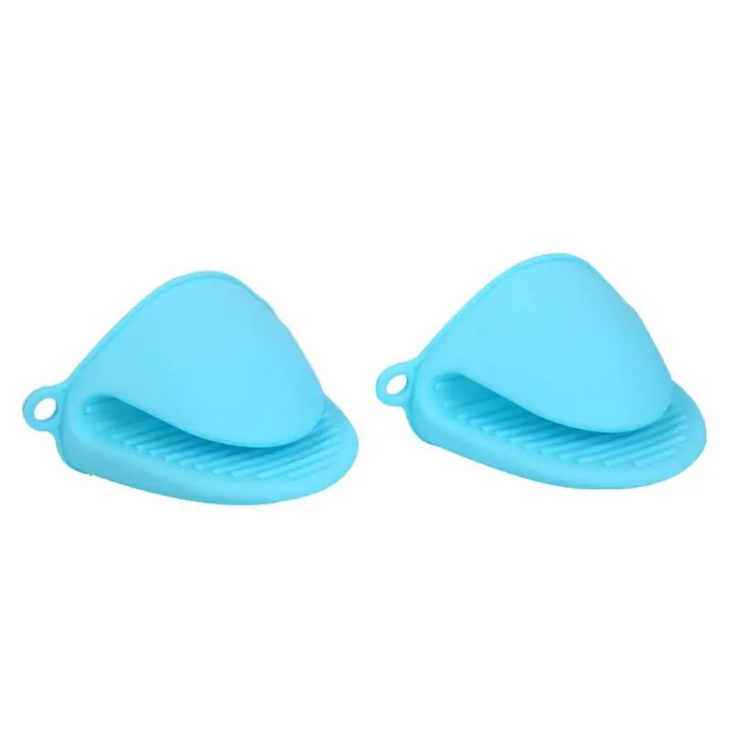 2 шт силиконовые термостойкие для плиты перчатки кухня противоскользящая кухонная перчатка для выпечки большой рот животных модель - Цвет: Небесно-голубой