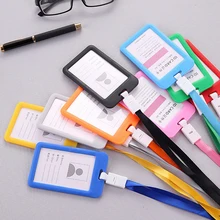 1 шт. имя для кредитной карты Держатели карт для женщин и мужчин PU банк карты шеи ремень карты идентификатор автомобиля держатель студенческий идентификационный значок с шнурком