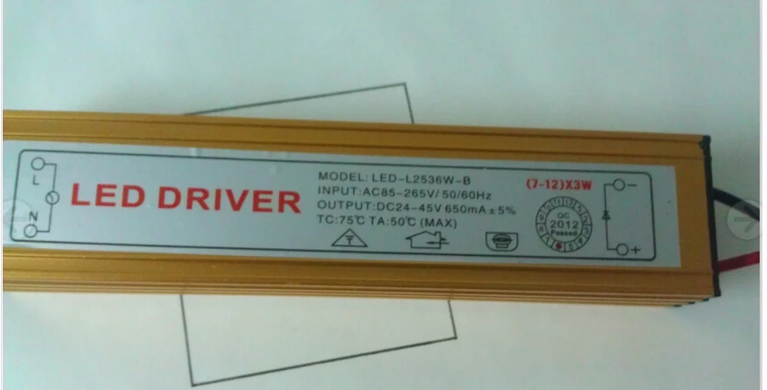 

1PCS resell Constant Current Driver for 12 pcs 3W High Power LED 7-12x 3W Driver waterproof free shipping+2 years warranty