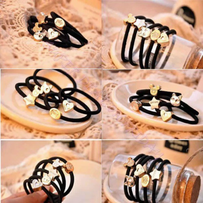 

10Pcs Elastic Hair Band Rubber Band Hair Band Ponytail Accessories Hot Sale Pattern Random Hair