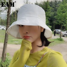 [EAM] Новинка весна лето Круглый купол белый 6 цветов складные темперамент шляпы для рыбалки Женская мода Tide все-матч JU551