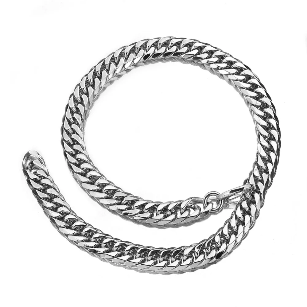 

13/16/19mm Xxxtentacion Adjustable Choker Tail Punk Rapper Stainless Steel Silver Men's Double Cuban Curb Chain Necklace 18-40"