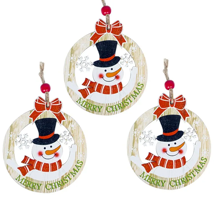 LAPHIL 3 шт. DIY рождественские деревянные подвесные украшения Санта Снеговик Рождественская елка украшения детский подарок товары для рождественской вечеринки - Цвет: 2