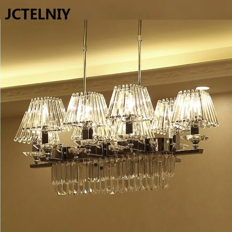 

Crystal chandelier LED long modern crystal restaurant chandelier hotel bar dining room new Chinese designer lamp